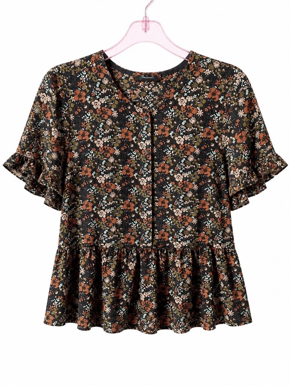 Madewell 100% Silk Ruffle Hem Top in Prairie Blossom